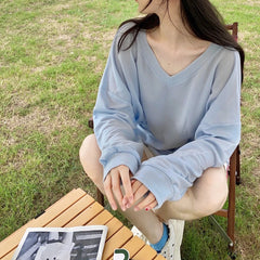 Haerin Baby Blue V-Neck Tee