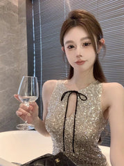 Moka Sequins Bow Top