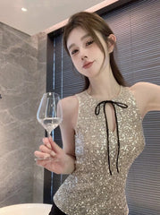 Moka Sequins Bow Top