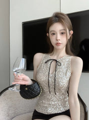 Moka Sequins Bow Top