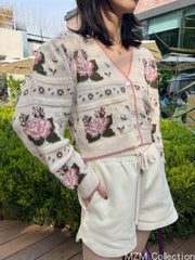 Winter Floral Crop Cardigan