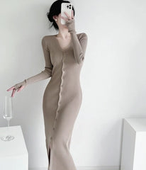 Ningning Beige Long Knitted Cardigan