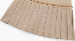 Ruka Beige Pleated Belted Skirt