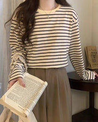 Jungkook Sand Striped Long-Sleeve Tee