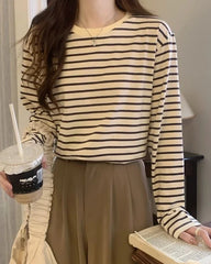 Jungkook Sand Striped Long-Sleeve Tee