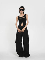 Rami Cut-Out Zipper Tank Top