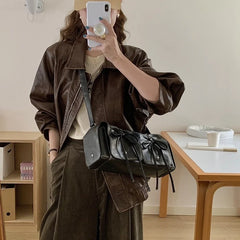 Minju Black Faux Leather Bag