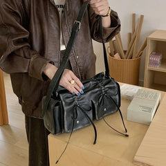 Minju Black Faux Leather Bag