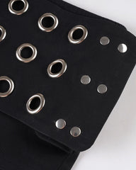 Ningning Black Eyelet Belted Wrap Shorts
