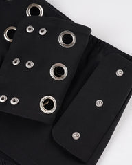 Ningning Black Eyelet Belted Wrap Shorts