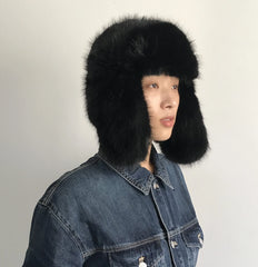 Jisung Black Fur Ski Hat