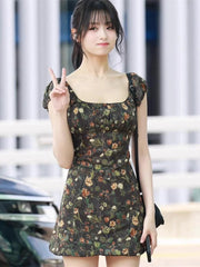 Ahyeon Floral Puff-Mini Dress