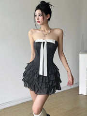 Natty Bow Ruffle Dress