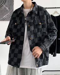 Jungkook Noir Checkered Denim Jacket