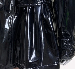 J-Hope Patent Faux Leather Trench Coat