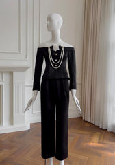 Jennie Pearl Chain Off-Shoulder Top