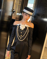 Jennie Pearl Chain Off-Shoulder Top