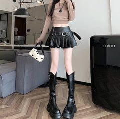 Ruka Pleated Belted Skort