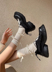 Iroha Black Strappy Lace Platform Shoes