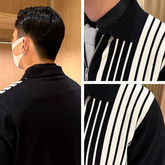 Haewon Striped Zipper Cardigan