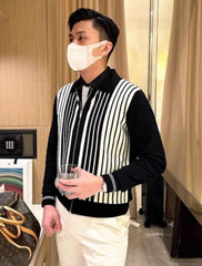 Haewon Striped Zipper Cardigan