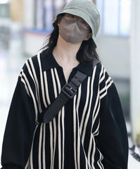 Haewon Striped Zipper Cardigan