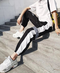 Suga Black Reflective Stripe Track Pants