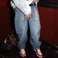 J-Hope Crystal-Studded Baggy Jeans