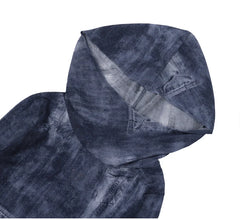 Winter Denim Print Hooded Top