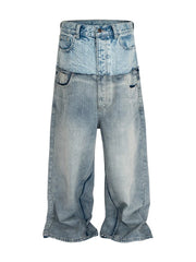 J-Hope Blue Double-Waist Spliced Jeans