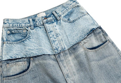 J-Hope Blue Double-Waist Spliced Jeans