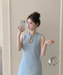 Rora Hollow Chest Tweed Dress