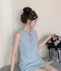 Rora Hollow Chest Tweed Dress