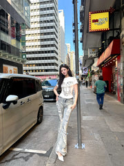 Lia Blue Long Rip Flare Jeans