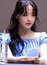 Minji Blue Gathered Off-Shoulder Top