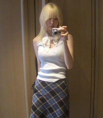Sakura Plaid Midi Skirt