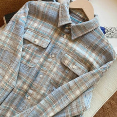 Suga Blue Plaid Raw-Hem Shirt