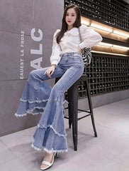 Haerin Indigo Raw-Edge Mermaid Jeans