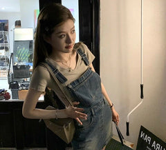 Wonhee Blue Denim Skirt Dress
