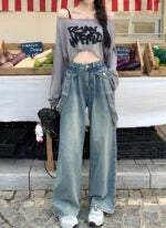 Yeji Indigo Suspender Denim Jeans