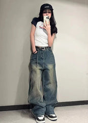 Winter Striped Wide Leg Jeans