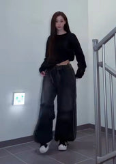 Winter Striped Wide Leg Jeans