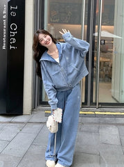 Giselle Washed Denim Jacket & Pants Set