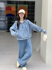 Giselle Washed Denim Jacket & Pants Set