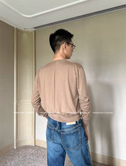 Jin Mocha Crewneck Knit Cardigan