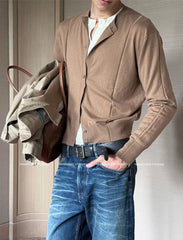 Jin Mocha Crewneck Knit Cardigan