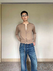 Jin Mocha Crewneck Knit Cardigan