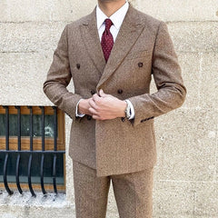 Jay Mocha Double-Breasted Suit Set