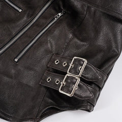 Jennie Zipper Accent Faux Leather Top