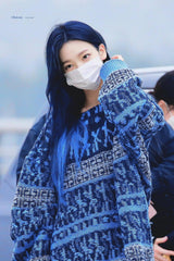 Karina Dark Blue Geometric Knit Sweater